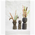 MADAM STOLTZ Stoneware vase with imprints - Matt black