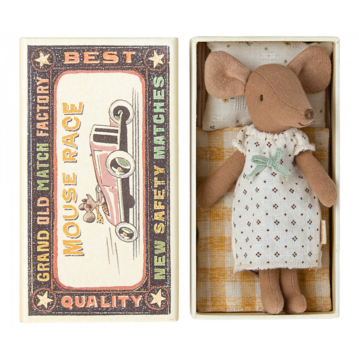 MAILEG Big sister mouse in matchbox