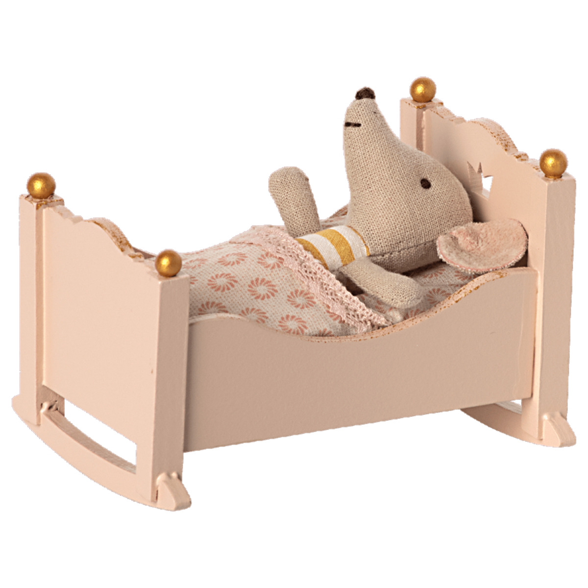 MAILEG Cradle, Baby mouse - Rose