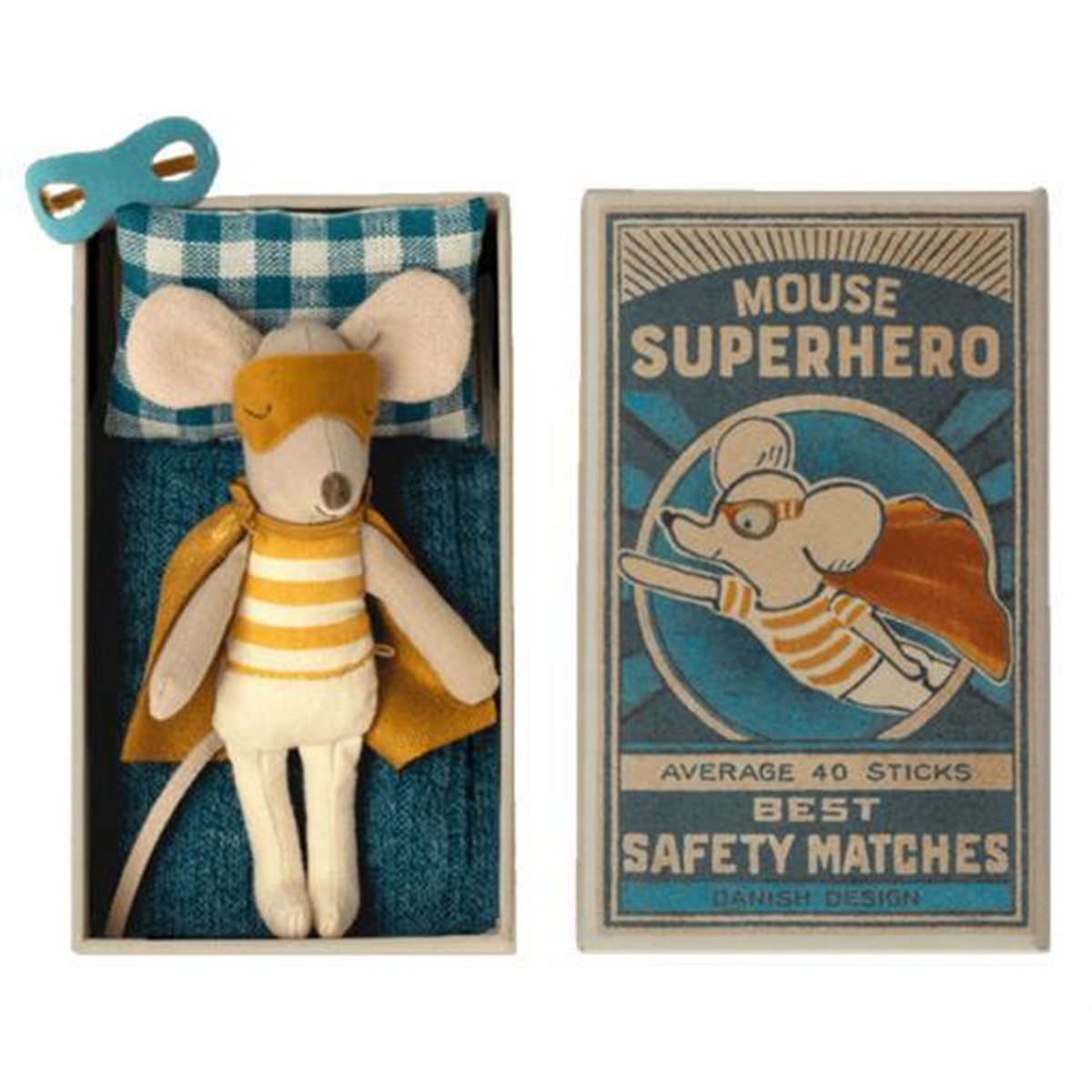 MAILEG - Super hero mouse - Little brother in matchbox